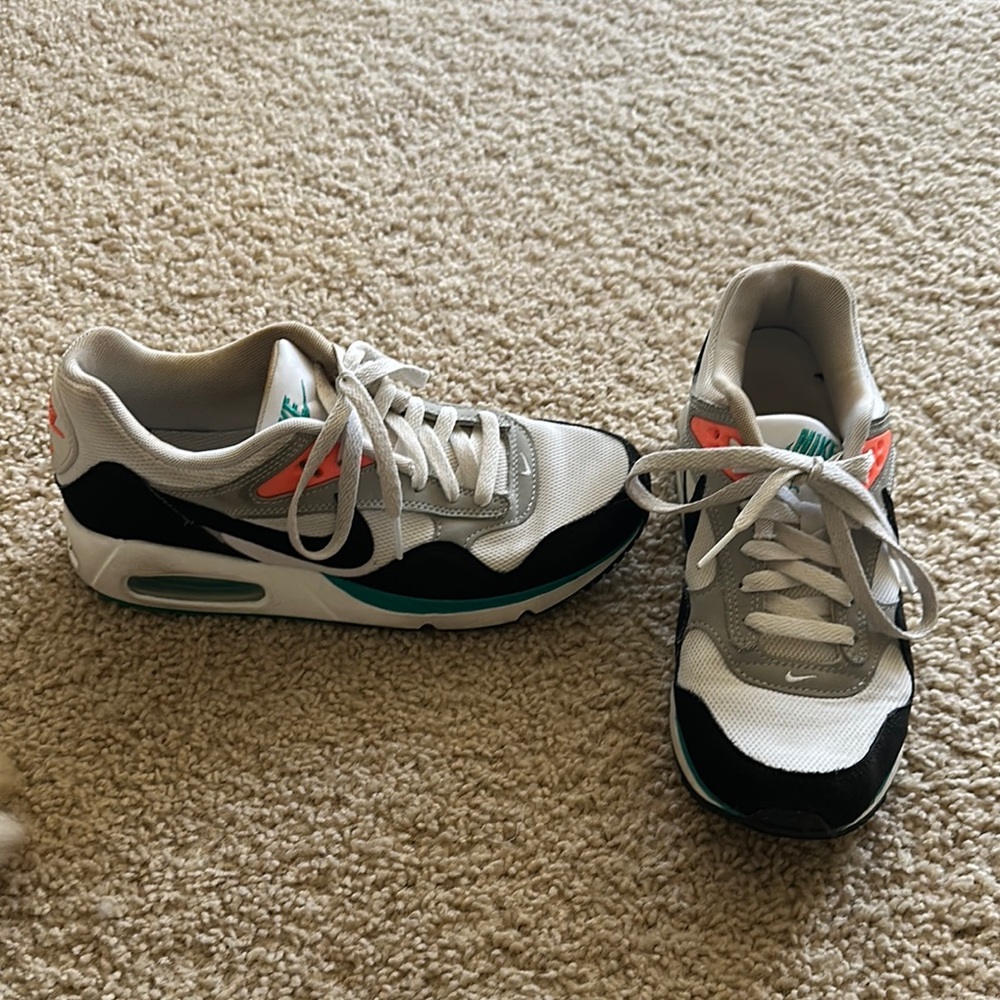 Nike Air Max White and Black with Teal and Orange Accents